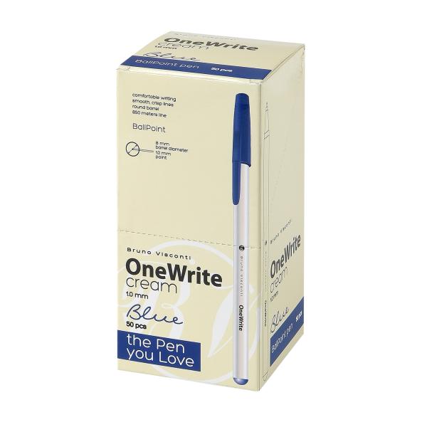 Ручка шариковая 1,0 мм "OneWrite Cream" СИНЯЯ