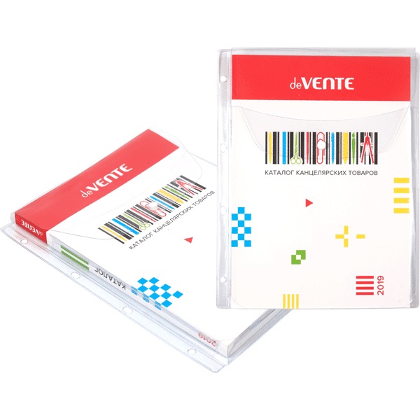 Папка-вкладыш с расширением с клапаном на кнопке "deVENTE" A4 (243x310 мм), до 250 листов, 180 мкм, 4 отверстия, ПВХ, прозрачный, индивидуальная маркировка