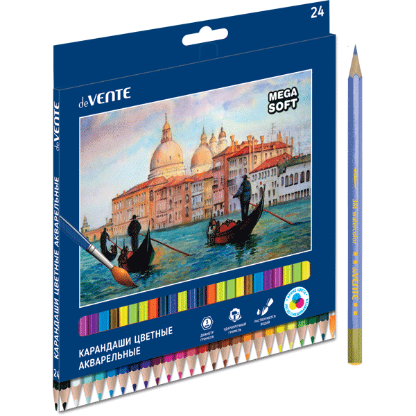Карандаши 24 цв. акварельные "deVENTE. ART" 4М, диаметр грифеля 3 мм, шестигранные