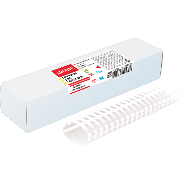 Пружина для брошюровщика пластик. овальная 38 мм, 50 шт., белый "deVENTE"