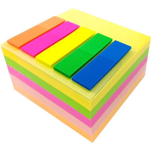 Закладки пластиковые "deVENTE. MonoChrome" полупрозрачные 76x76 мм, 400 л.75 г/м², 5 пастельных неон.цвета